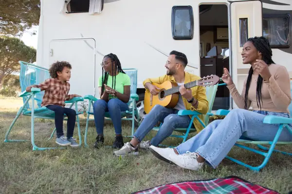 Family at the campsite